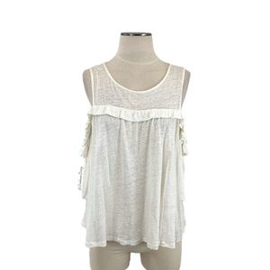Anthropologie- Meadow Rue Cream Cold Shoulder Top